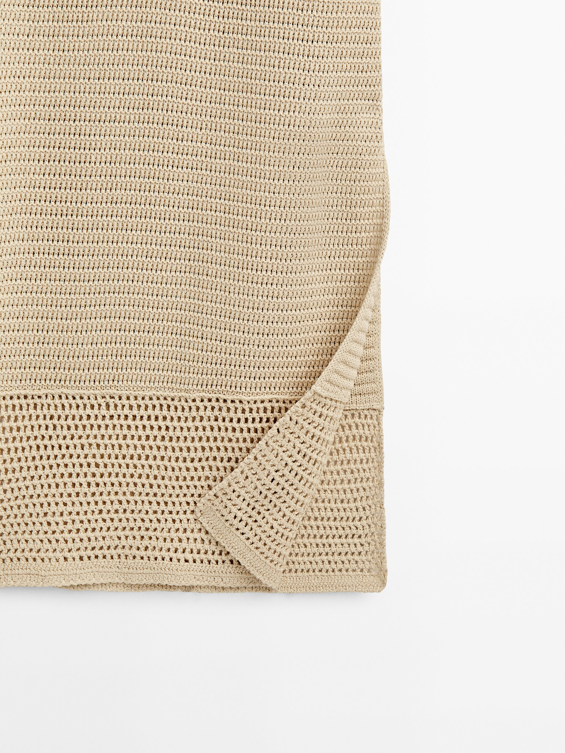 Vestido longo de crochê - BEGE