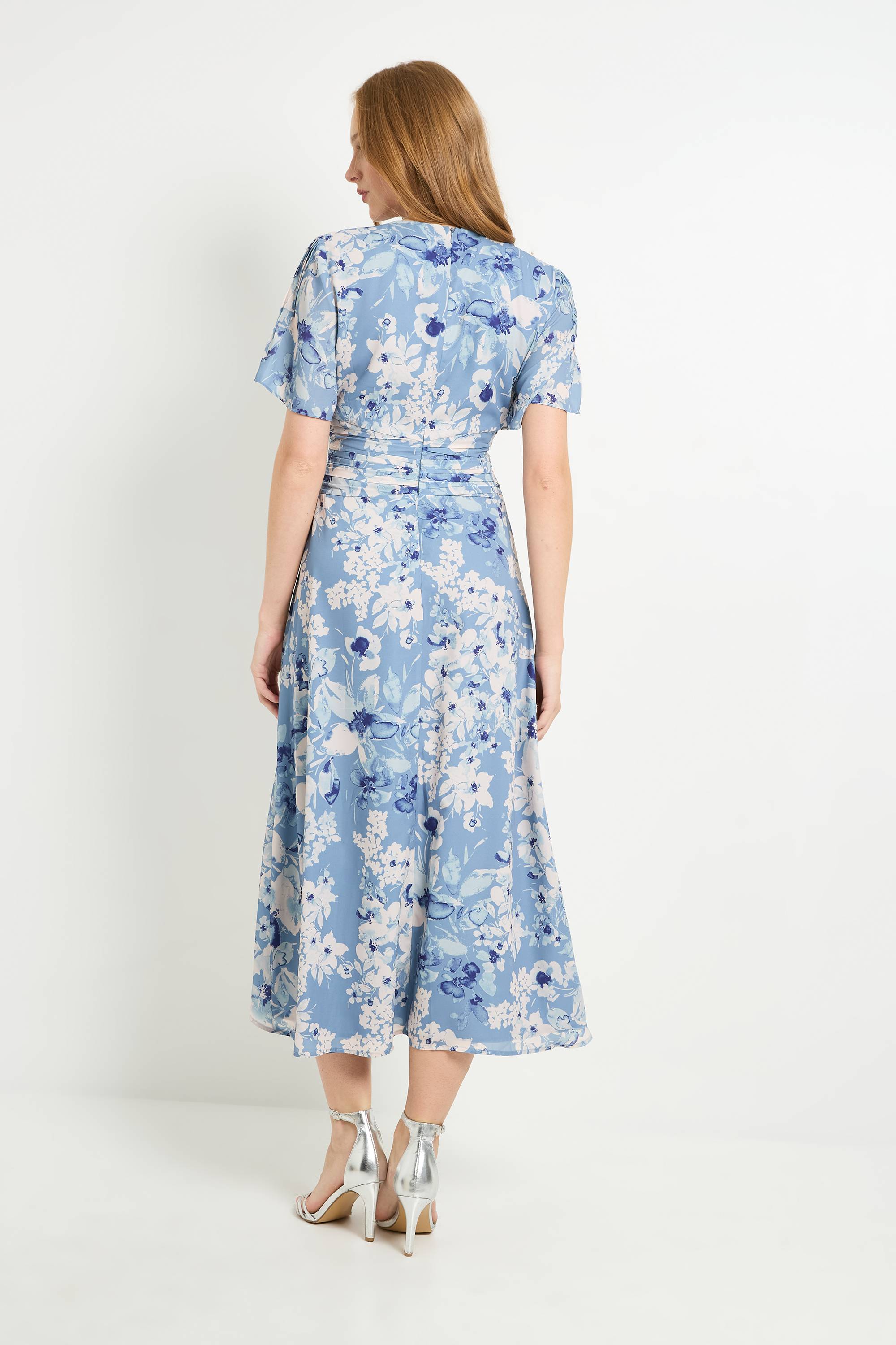 Wallis Robe Midi Florale À Taille Portefeuille