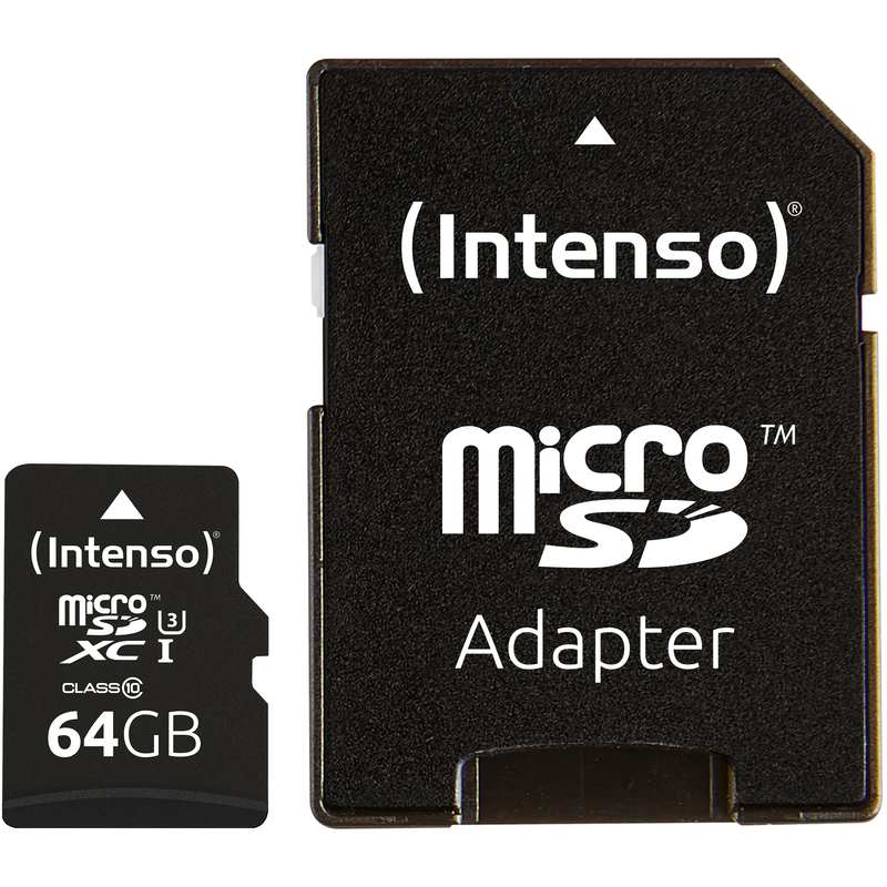 Intenso Speicherkarte microSDXC UHS-I Professional + SD-Adapter, 64 GB, 1 Stück