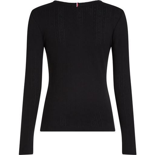 Tommy Hilfiger Slim Pointelle Langærmet T-shirt, Black, XL