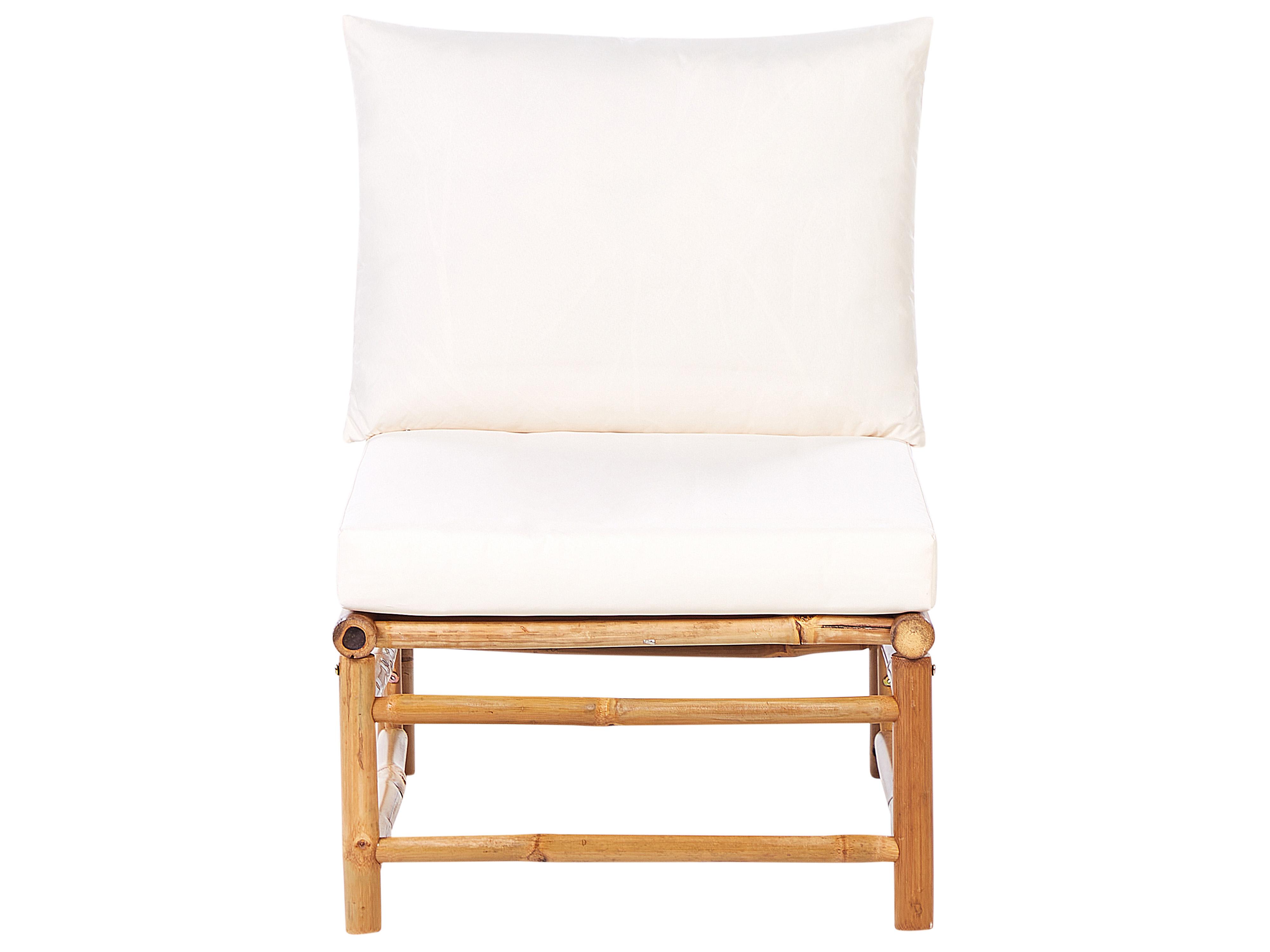 Loungeset met tafel 5-zits CERRETO linkszijdig Bamboehout Gebroken wit