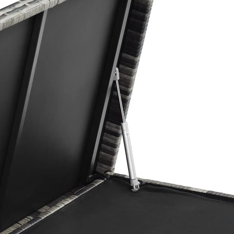 tectake Wicker opbergbox Kiruna met kunststof gaas, 120x55x61,5cm, 270l, Grijs