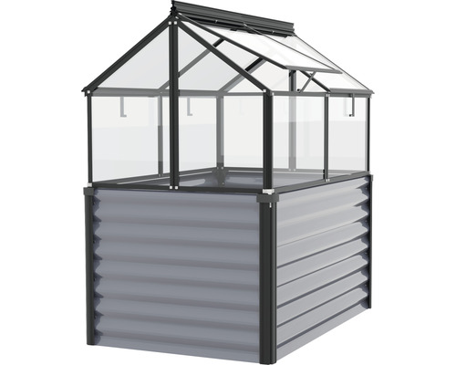 Verhoogd bed, kweekbak Gaia, enkel veiligheidsglas, 121,7 x 83,1 x 135,1 cm, zwart/graniet
