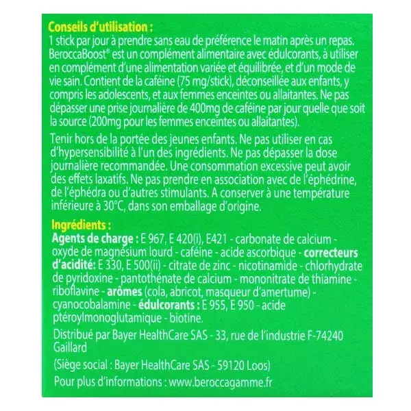 Berocca Boost Effet Coup de Fouet Goût Cola 14 sticks