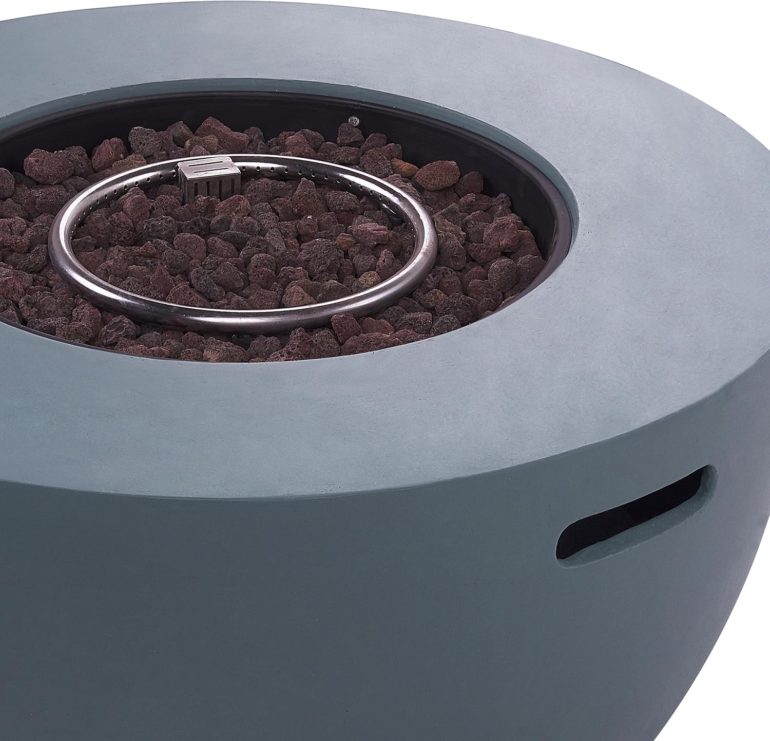 Stilvolle Feuerstelle Leichtbeton/Edelstahl dunkelgrau rund Modern Indus