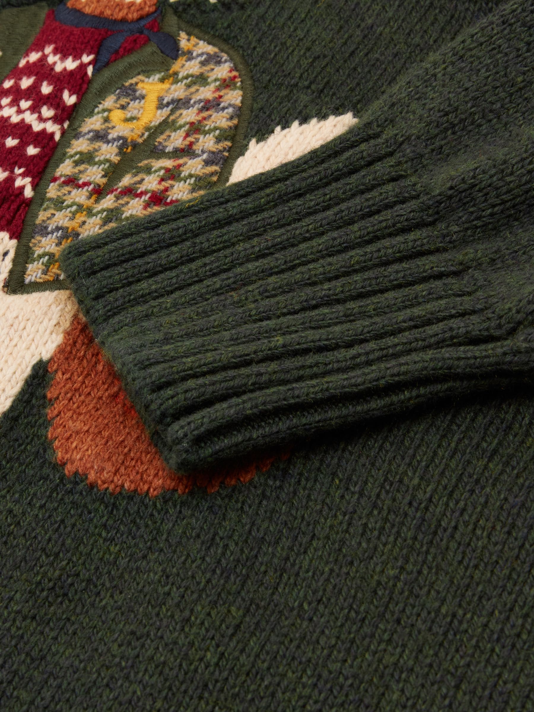 Green Jonty Fox - Joules Intarsia Cotton-Rich Crew Neck Jumper