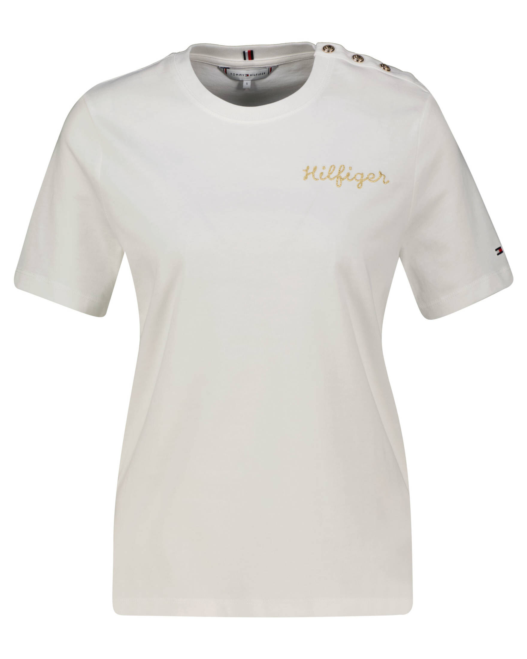 Tommy Hilfiger| Damen T-Shirt GOLD BUTTON Regular Fit