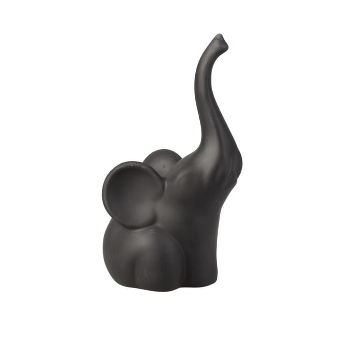 Elefant sitzend - schwarz - aus Dolomit - ca. 11 x 9 x 20,5 cm