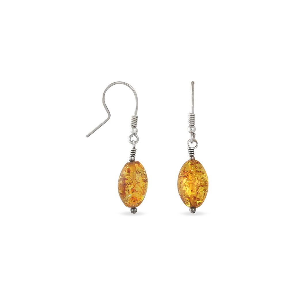 Boucles D'oreilles Argent Blanc Ilena Ambre