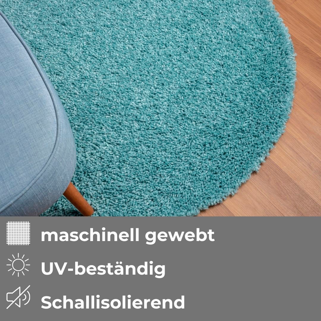 GOODproduct Hochflor-Teppich »Banji« rund 37 mm Höhe Uni Farben, weich und flauschig, auch als rechteckig erhältlich