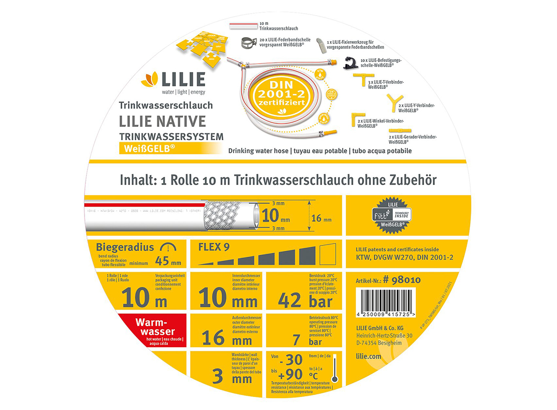 Lilie drinkwaterslang red - 10 meter
