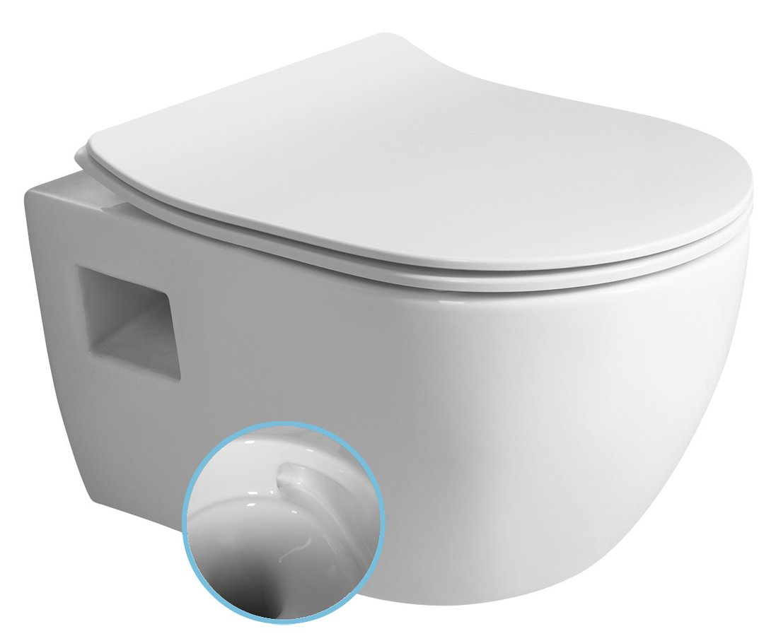 Bruckner Luna randloos hangend toilet met tornado flush wit glans