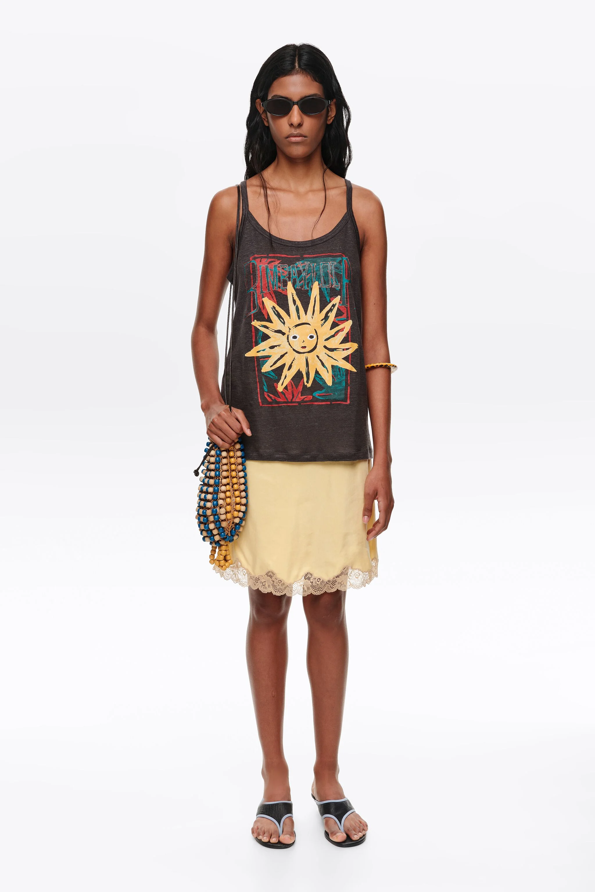 Top de linho antracite Positional Sun