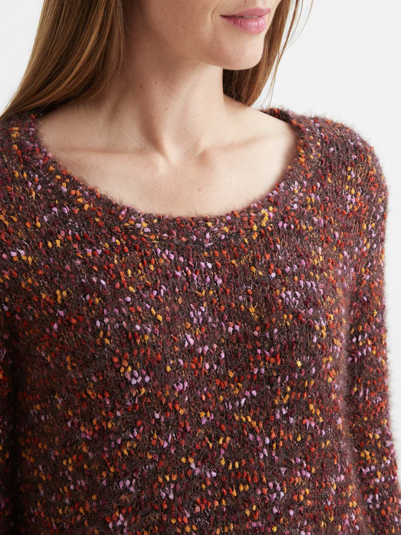 Pull effet poilu maille fantaisie