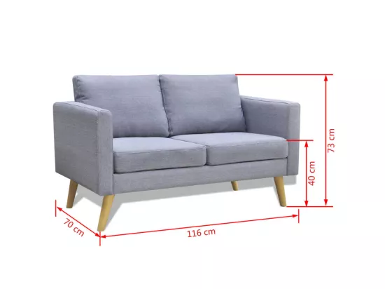 Canapé à 2 places tissu gris clair