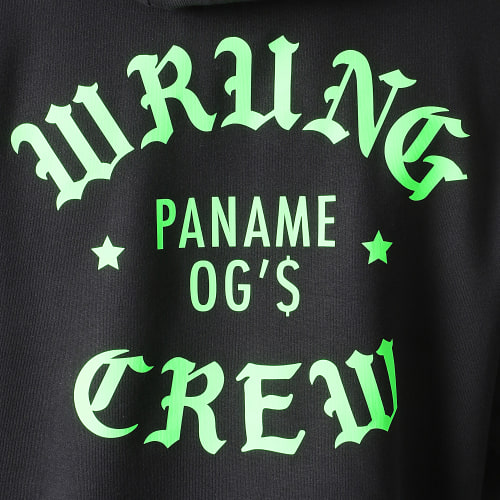 Sweat Capuche Crew Noir Vert Fluo