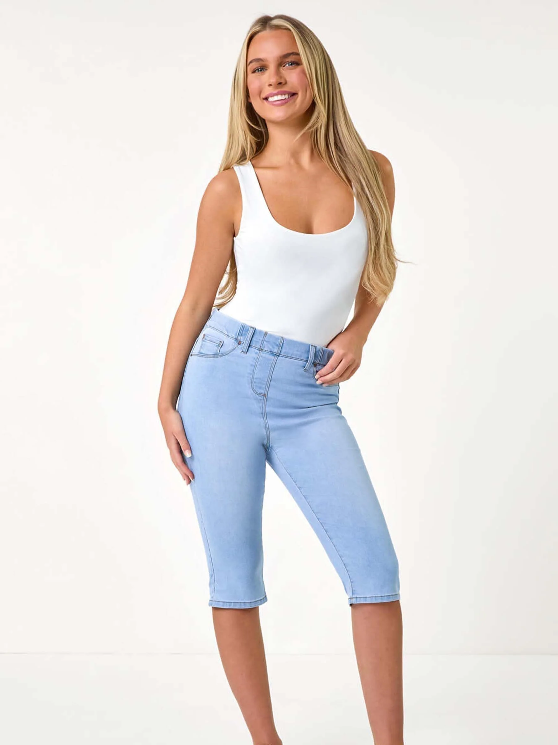 Roman stretchy knielange pedal pusher shorts