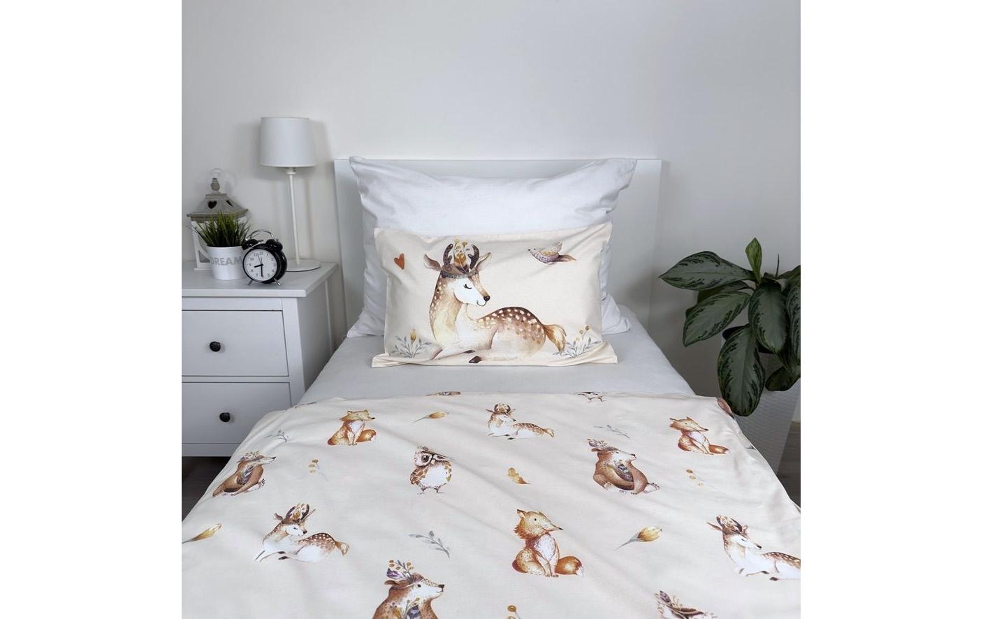 Kinderbettwäsche Woodland 100 x 135 cm + 40 x 60 cmBettwäscheset für ein kleineres Kinderbett