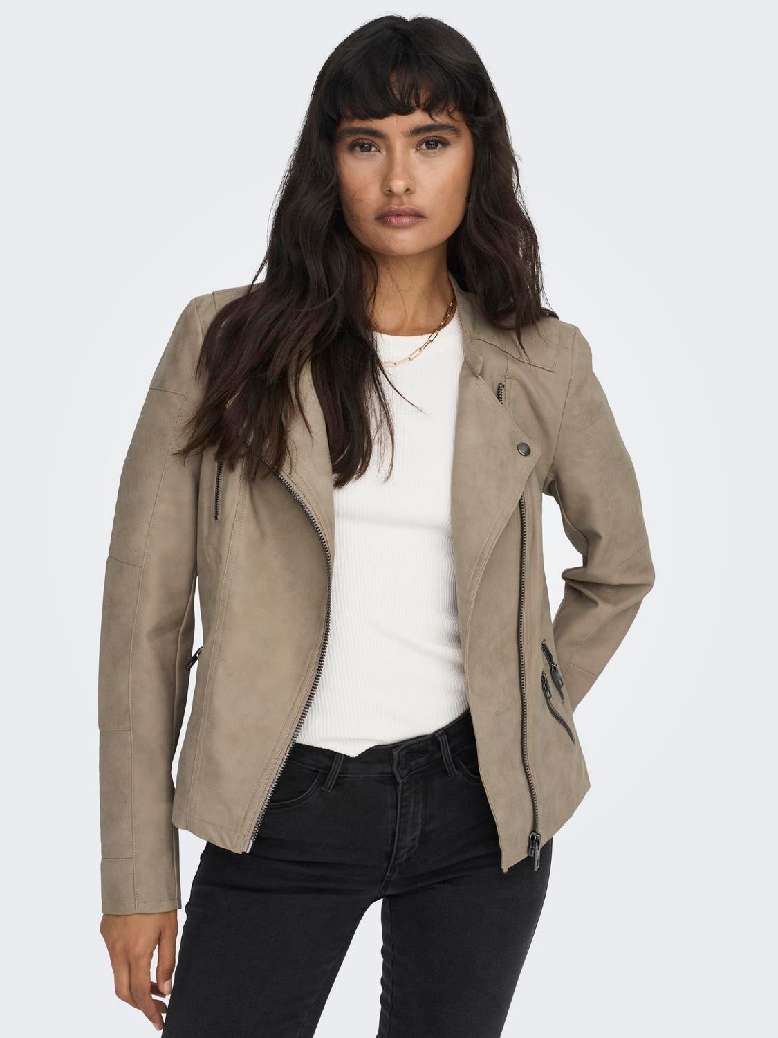 ONLAVA Bikerjacke in Lederoptik Weathered Teak