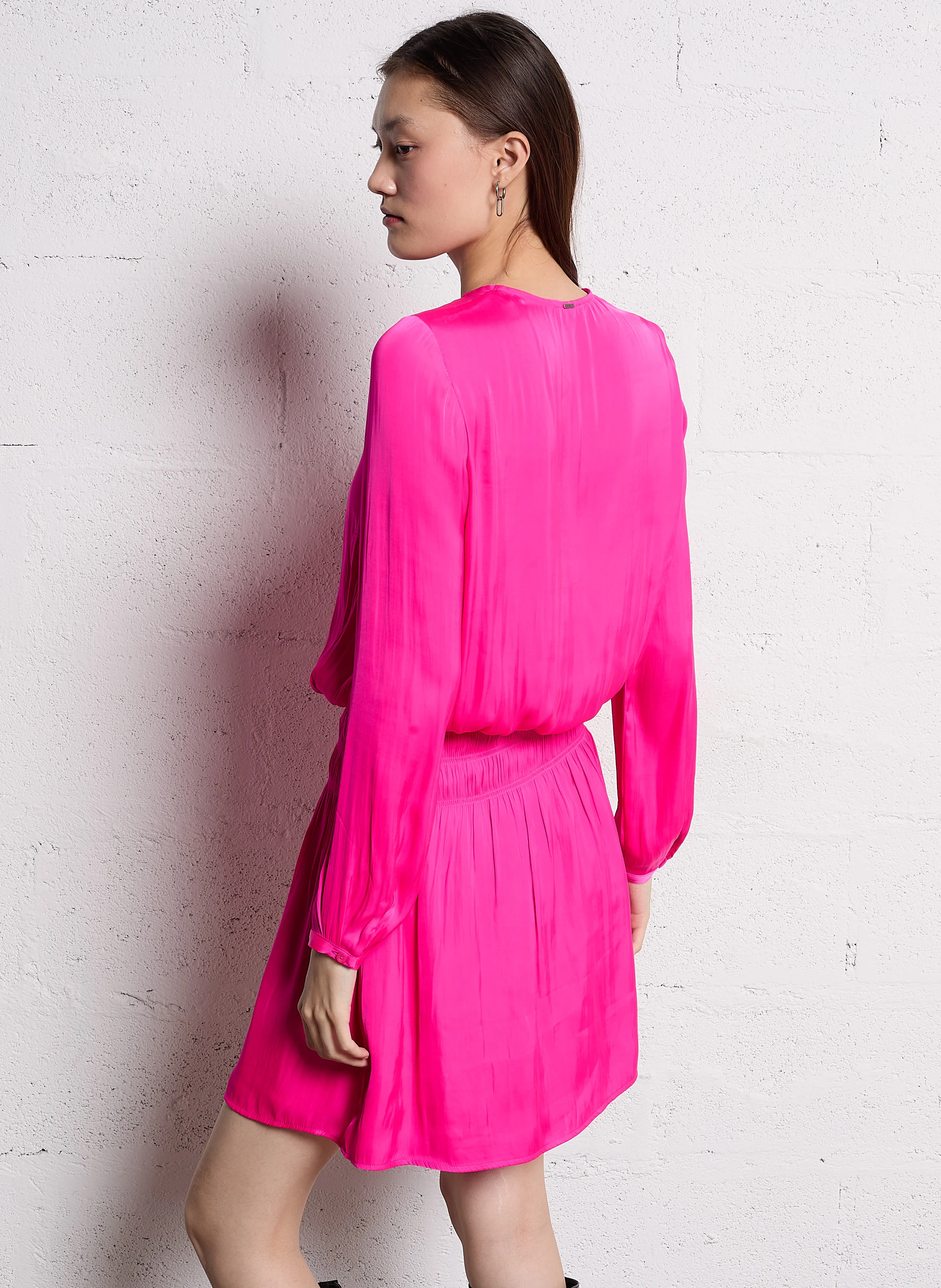 Robe courte à fronces| Rose