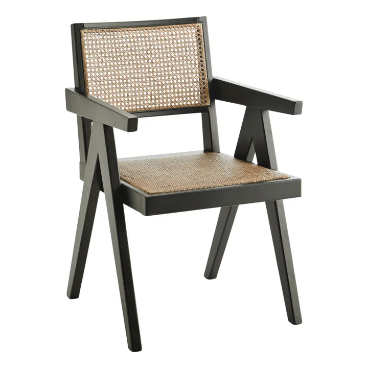 Madam Stoltz Chaise en cannage | Noir