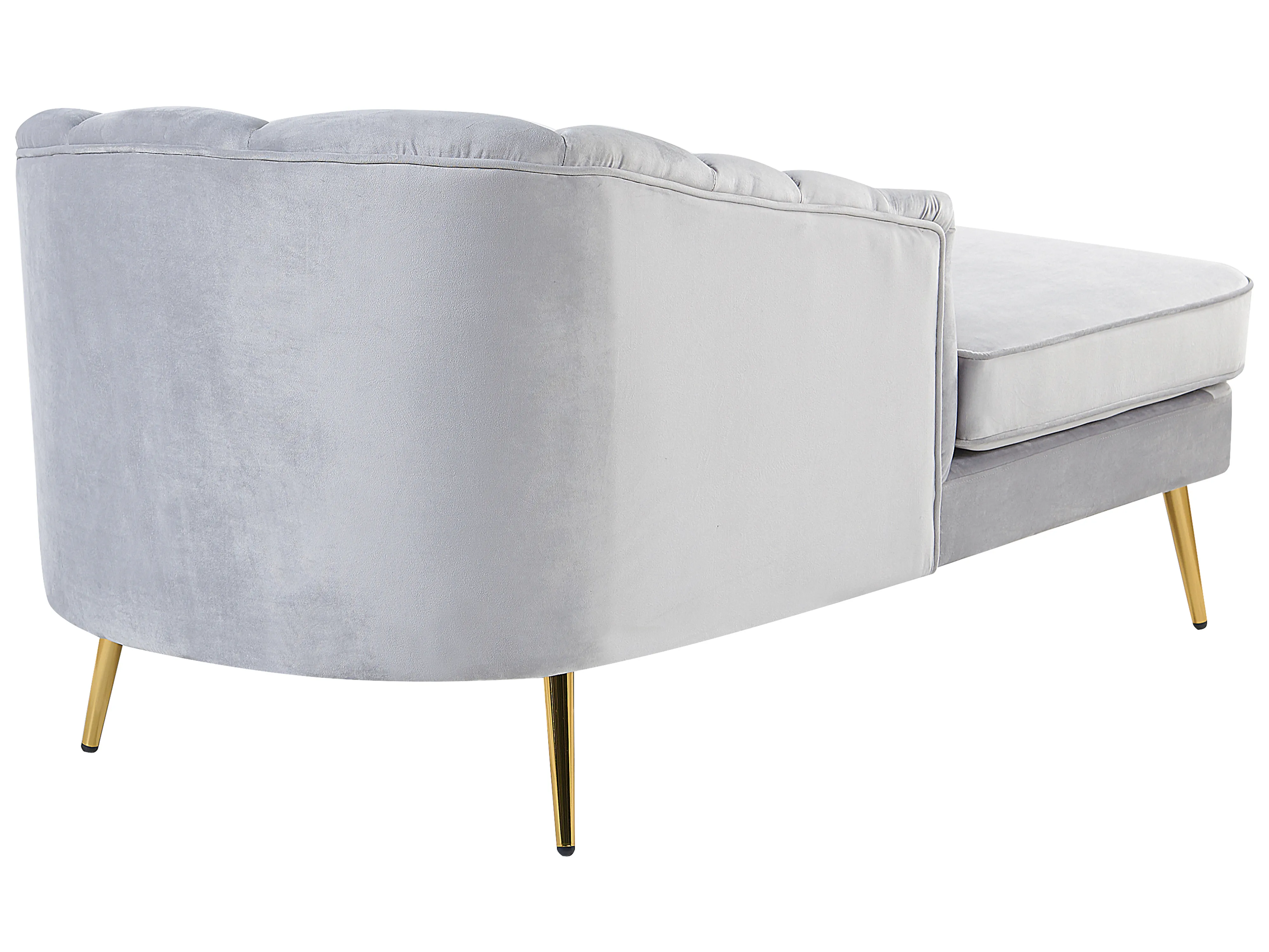 Rechtszijdige chaise longue ALLIER Fluweel Lichtgrijs