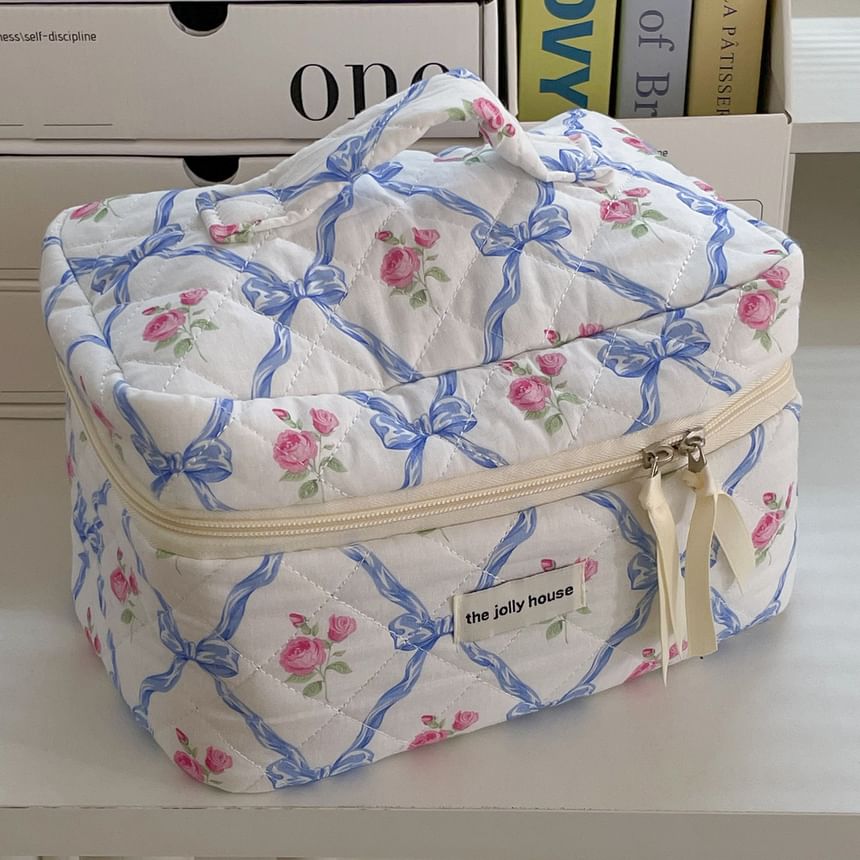 ZenlyHabit - Make-uptas / clutch / etui met bloemenstrik