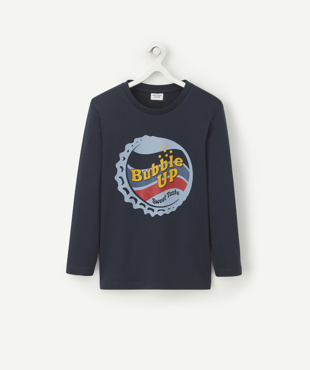 T-SHIRT GARÇON EN COTON BIO BLEU MARINE AVEC ANIMATION