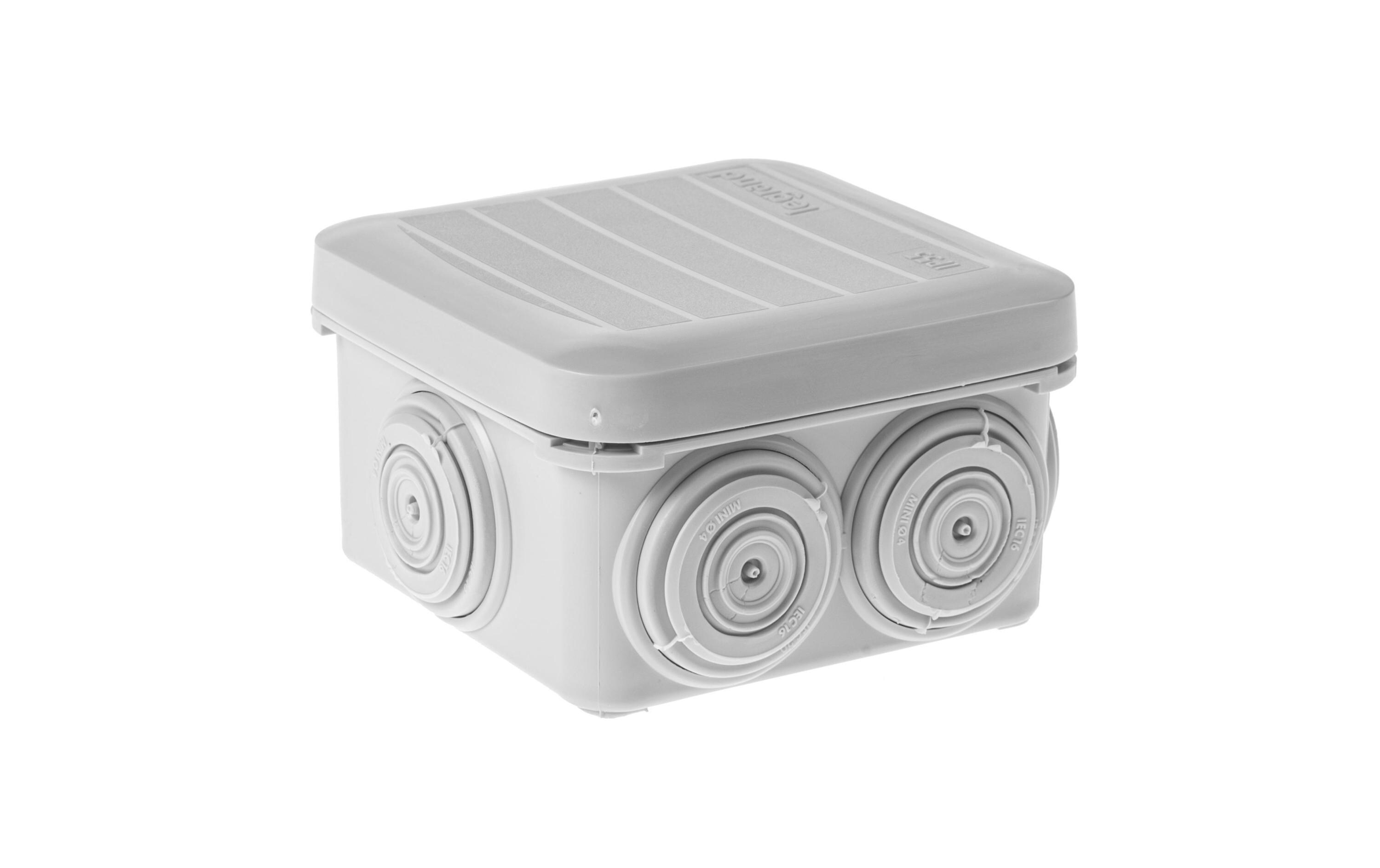 Abzweigdose Plexo IP55 65x65x407 Einführungen mit Dicht-Würgnippel, hellgrau