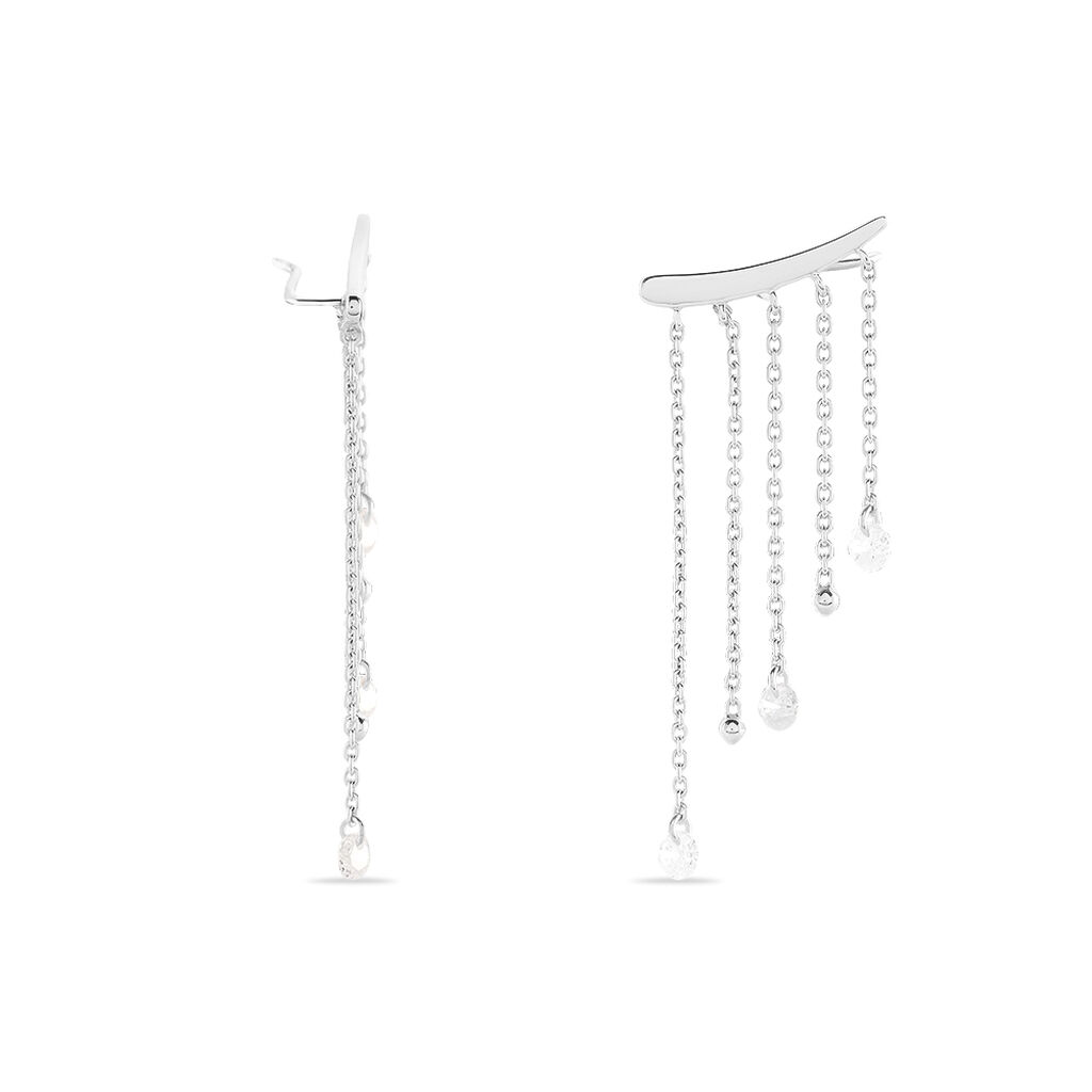 Boucles D'oreilles Pendantes Cainan Argent Blanc Oxyde De Zirconium