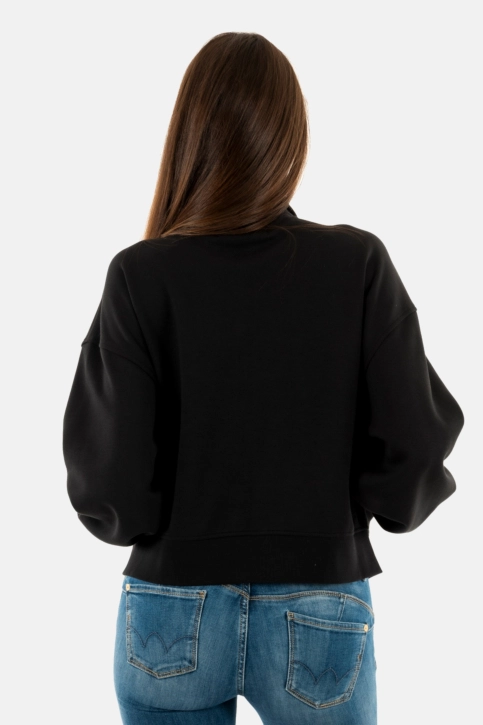 Sweat calvin klein jeans satin applique zip beh black