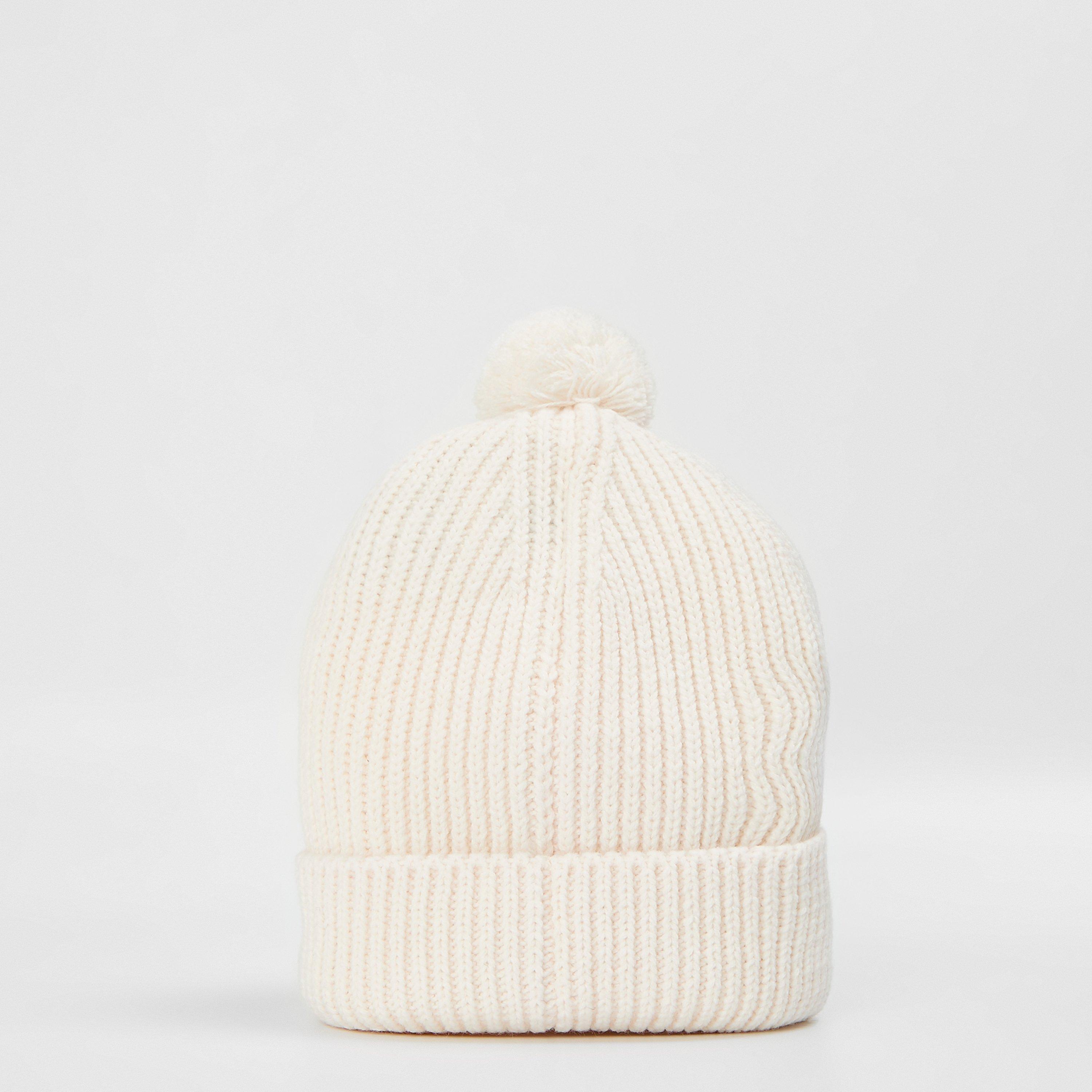 The North Face TNF Logo Box Pom Beanie Gardenia Wh = TNF Logo Box Pom Beanie Gardenia Hvid