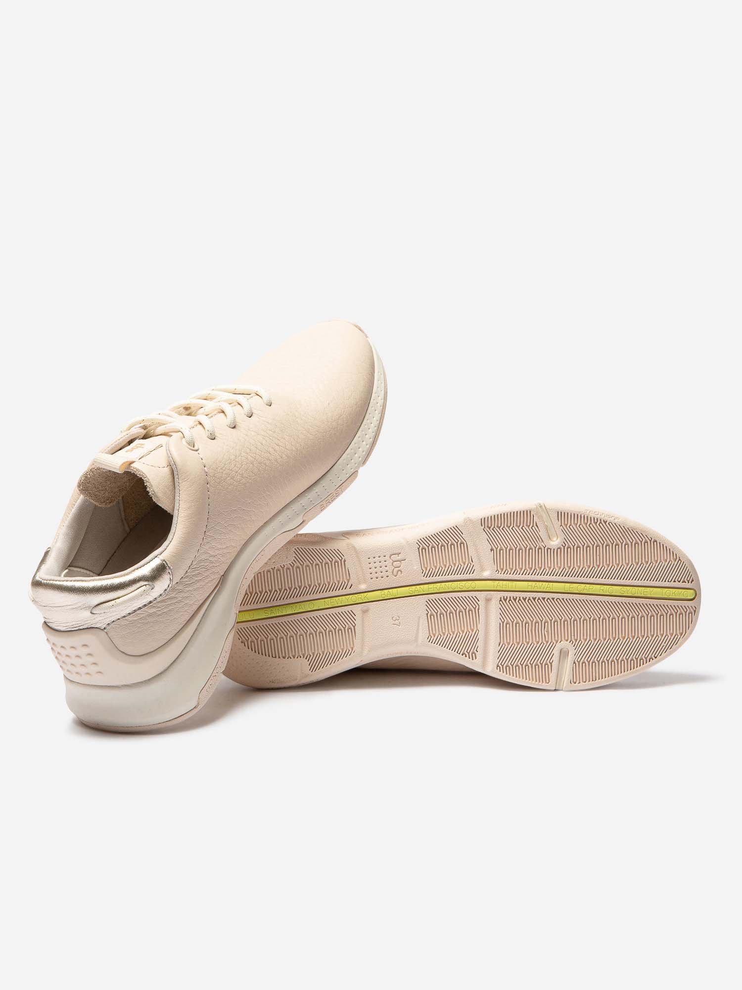 Baskets Femme Confort Cuir Beige
