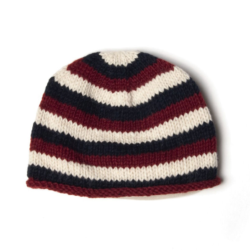 Strickmütze, weinrot/blau/beige günstig bestellen