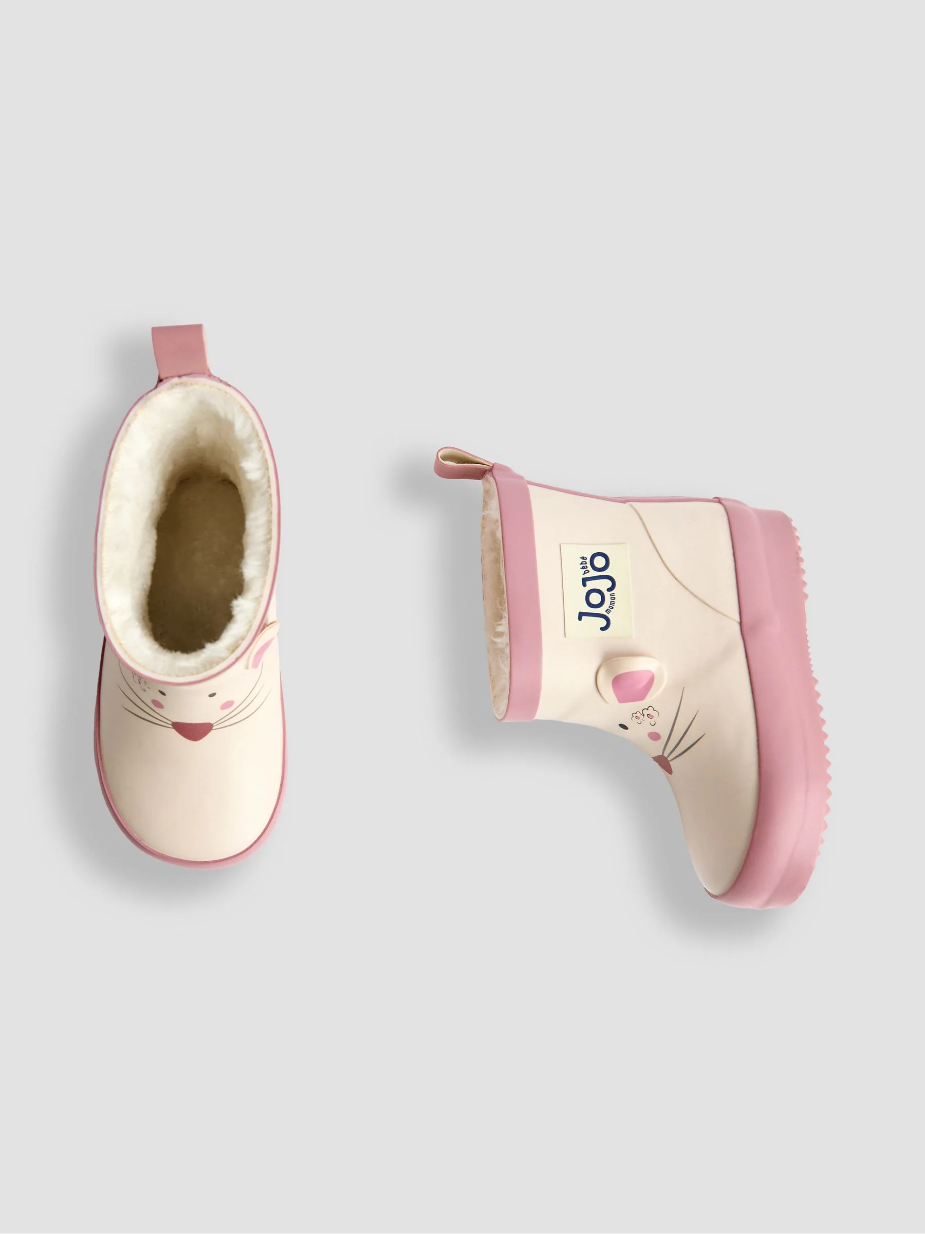 Crème - JoJo Maman Bébé Print Cosy Short Wellies