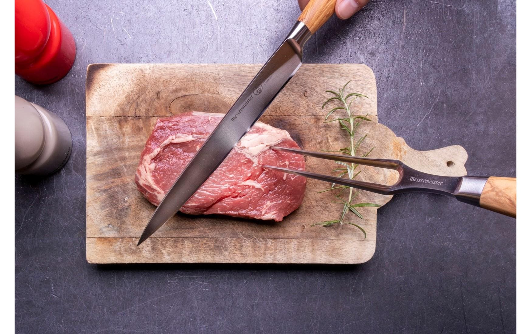 Fleischgabel Oliva Luxe Nature/Silber<br>Straight Meat Fork