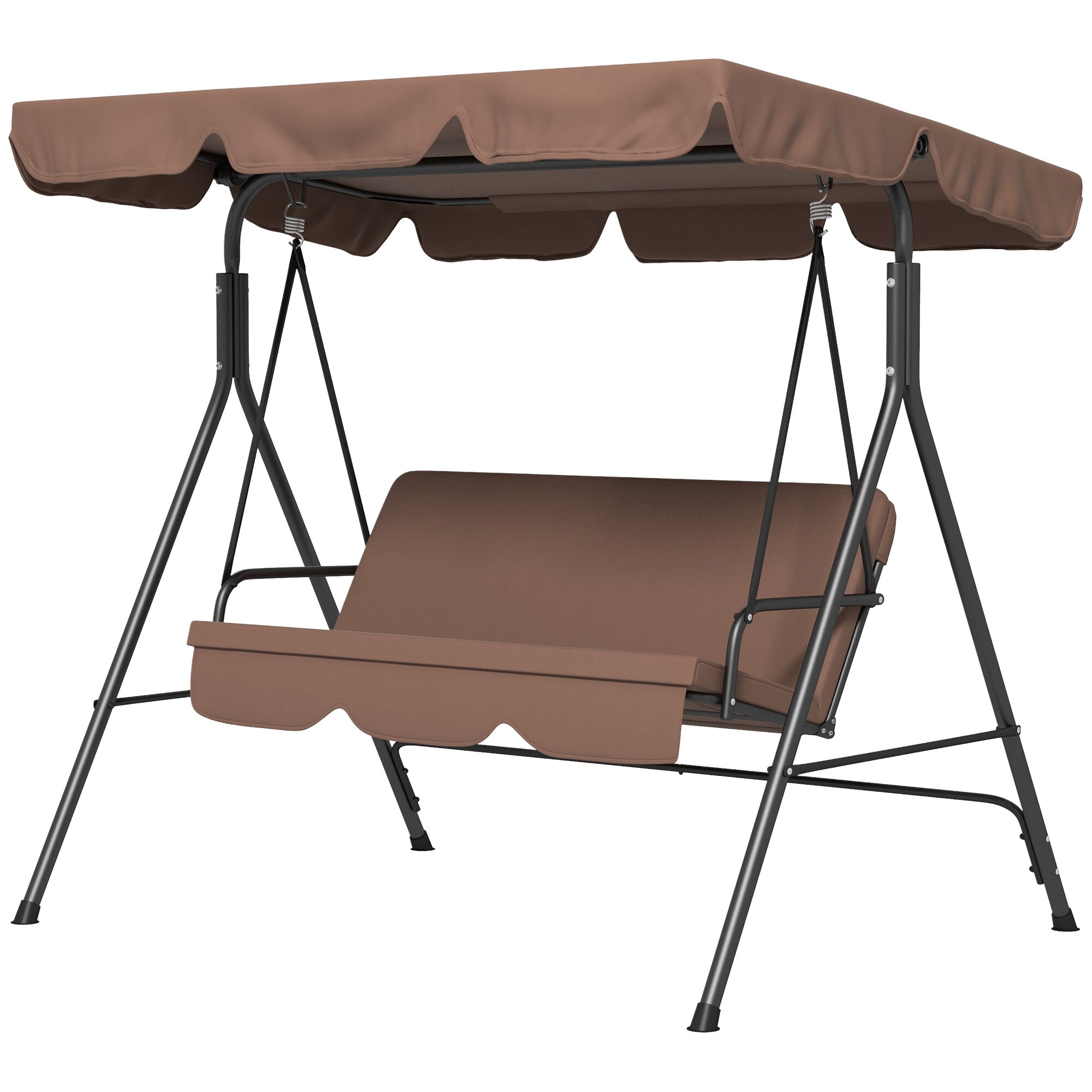 Outsunny Hollywoodschaukel mit verstellbarem Dach schwarz 172L x 110B x 153H cm