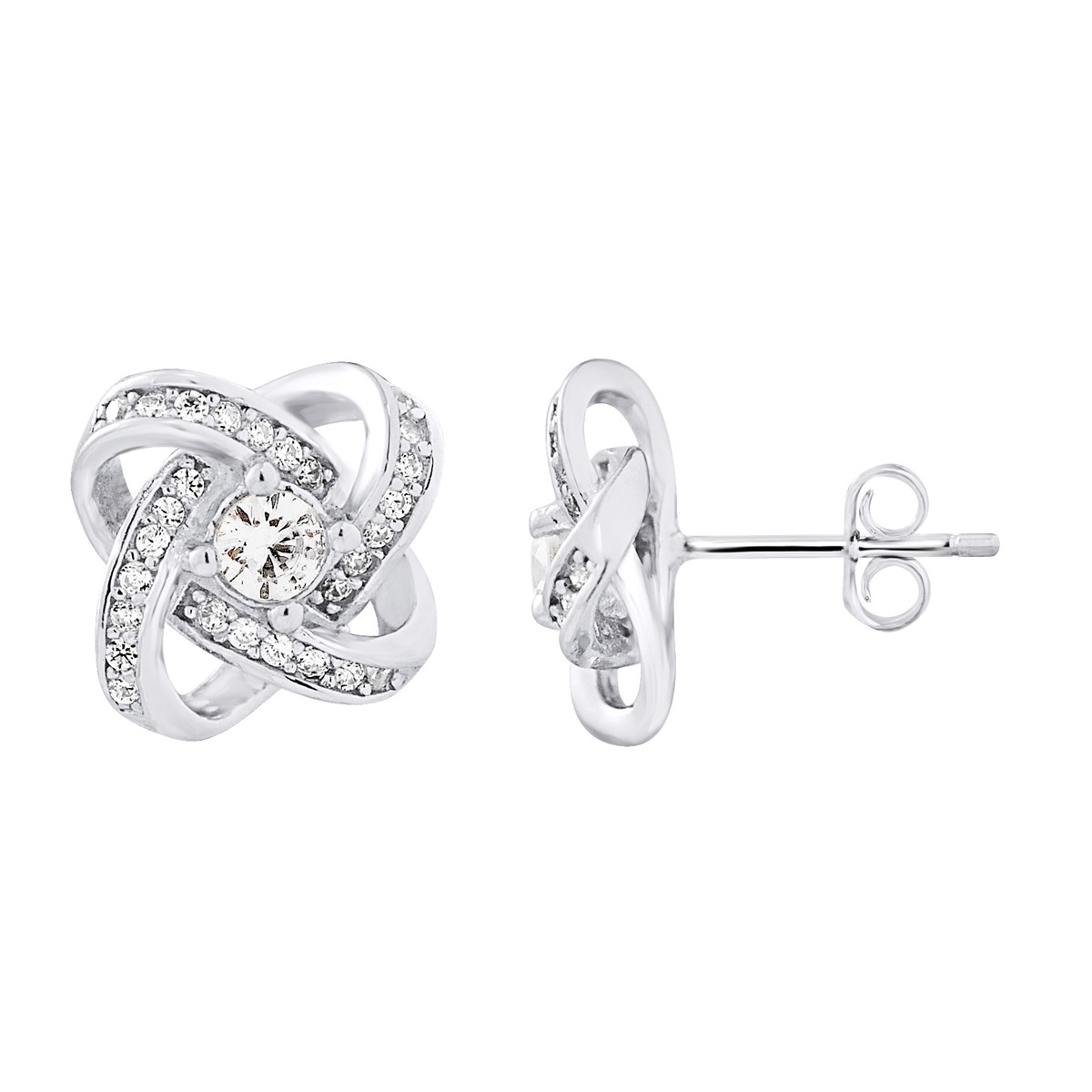 Boucles d'Oreilles NOEUDS - Oxyde de zirconium - Argent 925