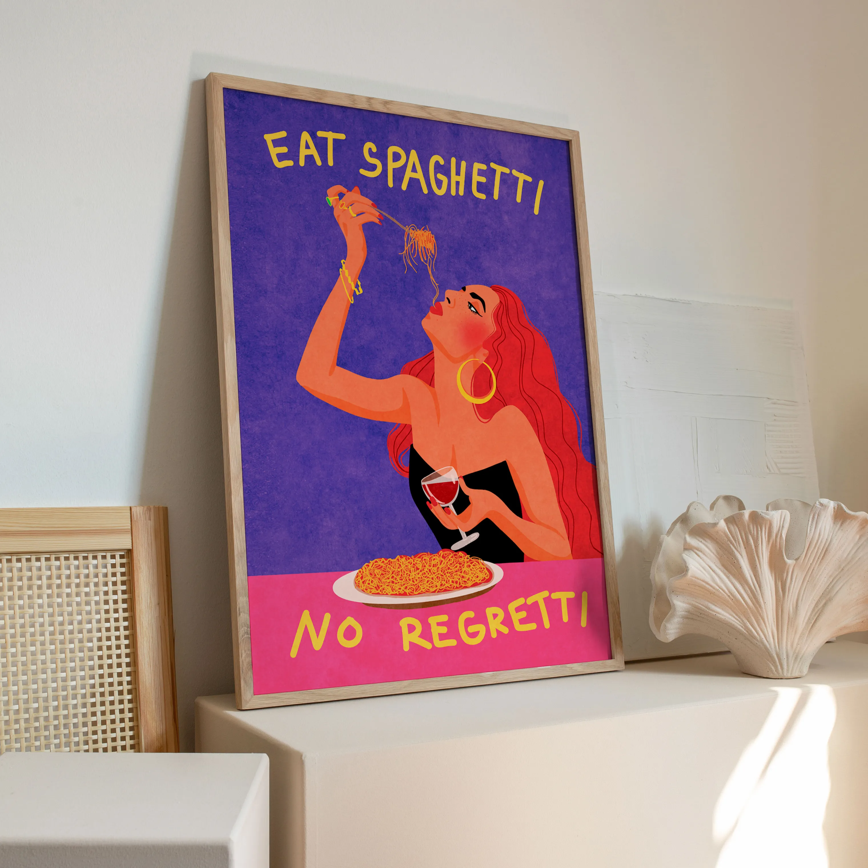 Poster&Frame Plakat - Eat spaghetti no regretti