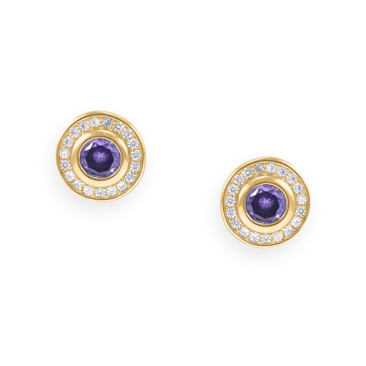 Boucles d'oreilles plaquées or avec oxydes de zirconium violet