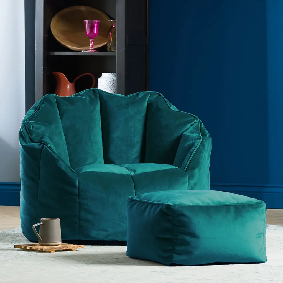 icon Zitzak en Poef Sirena - Zitzak Velvet - Blauwgroen