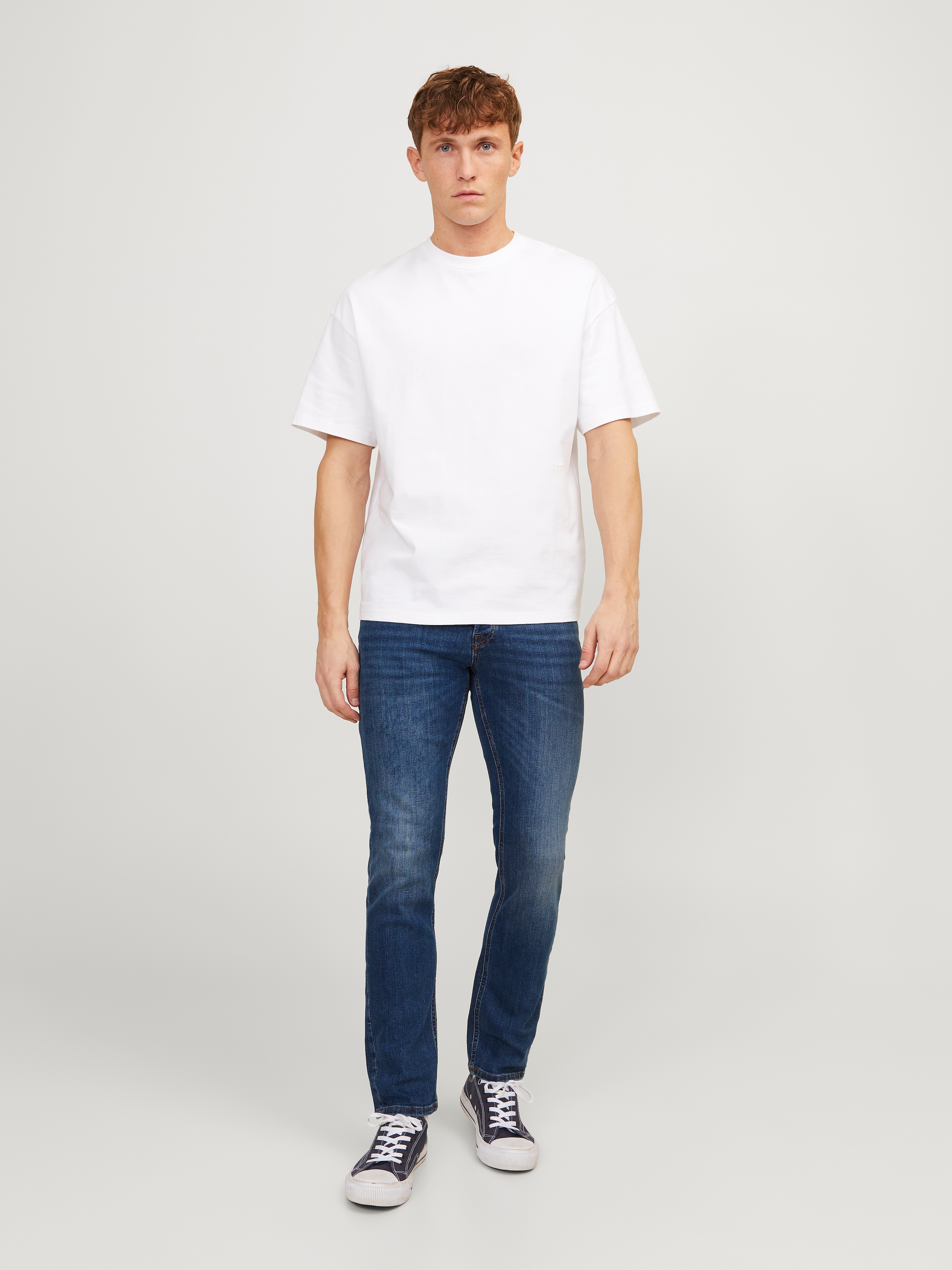 Jack & Jones Slim-fit-Jeans »JJITIM mit Waschung und praktischen Taschen«, Abriebeffekte, modisch, slim fit, Denim