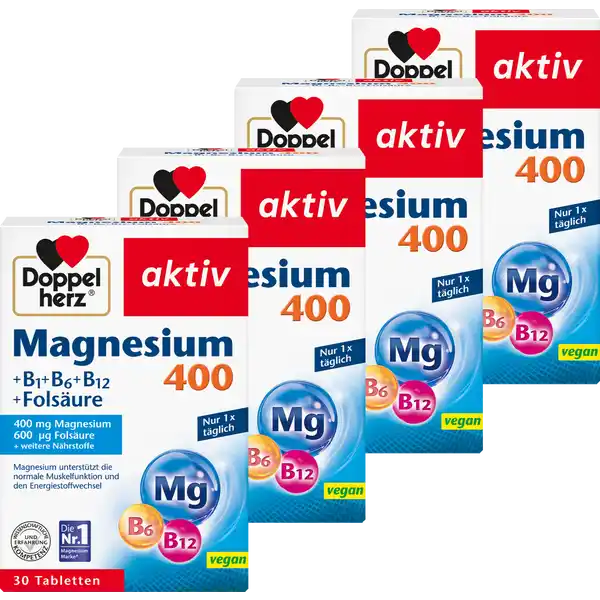Großpackung Doppelherz aktiv Magnesium 400 +B1 +B6 +B12 +Folsäure