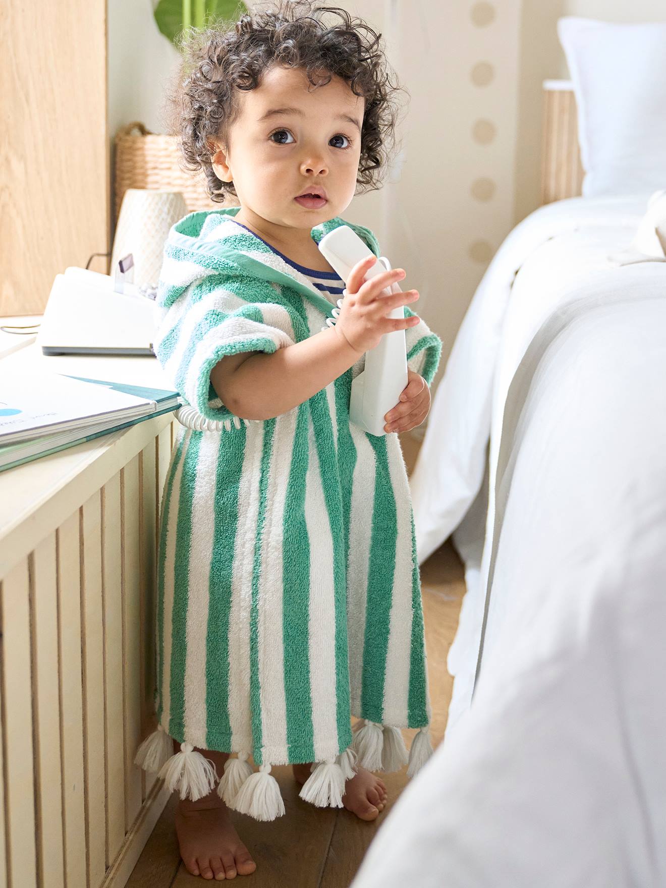 Poncho de banho personalizado para bebê, verde metálico médio