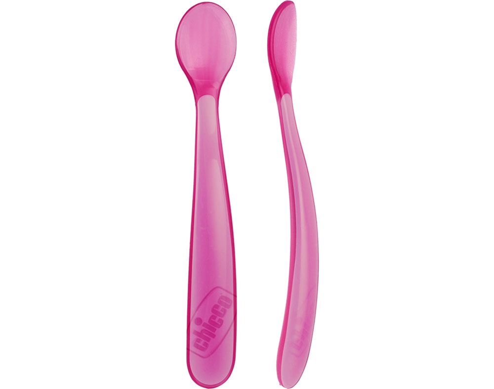 COLHER CHICCO SILICONE ROSA  6MESES 2UN