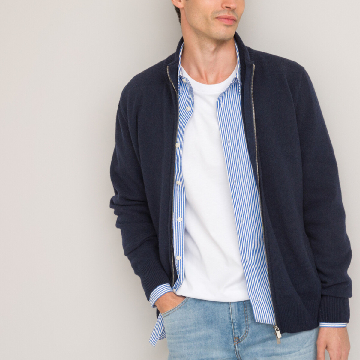 COLEÇÕES LA REDOUTE<br>Colete em lã de cordeiro, fabricado na Europa