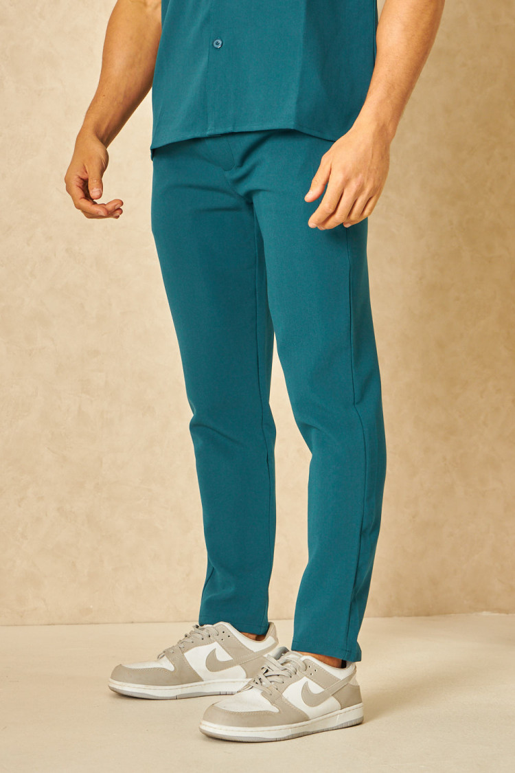 Ensemble 2 pièces chemise + pantalon bleu pétrole