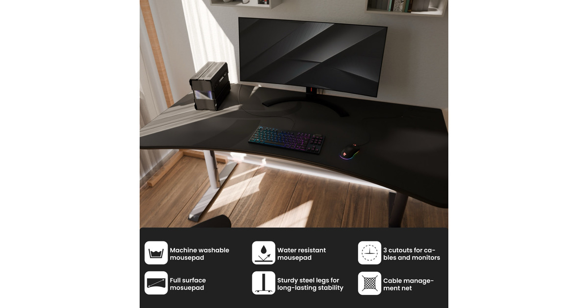 ArozziArena Gaming Desk - Gunmetal  (Gunmetal)