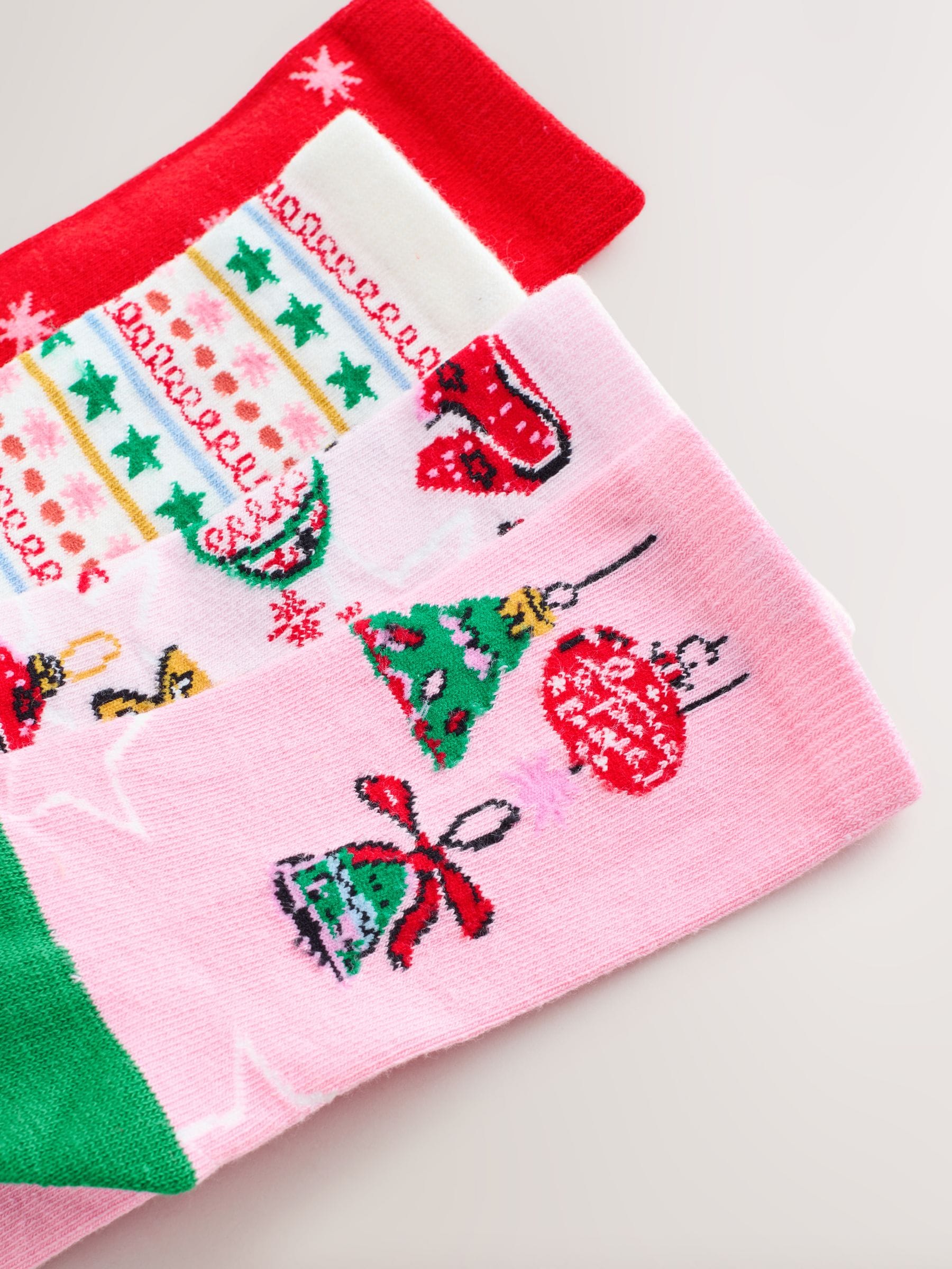Roze kerstbal - Set van 4 paar enkelsokken