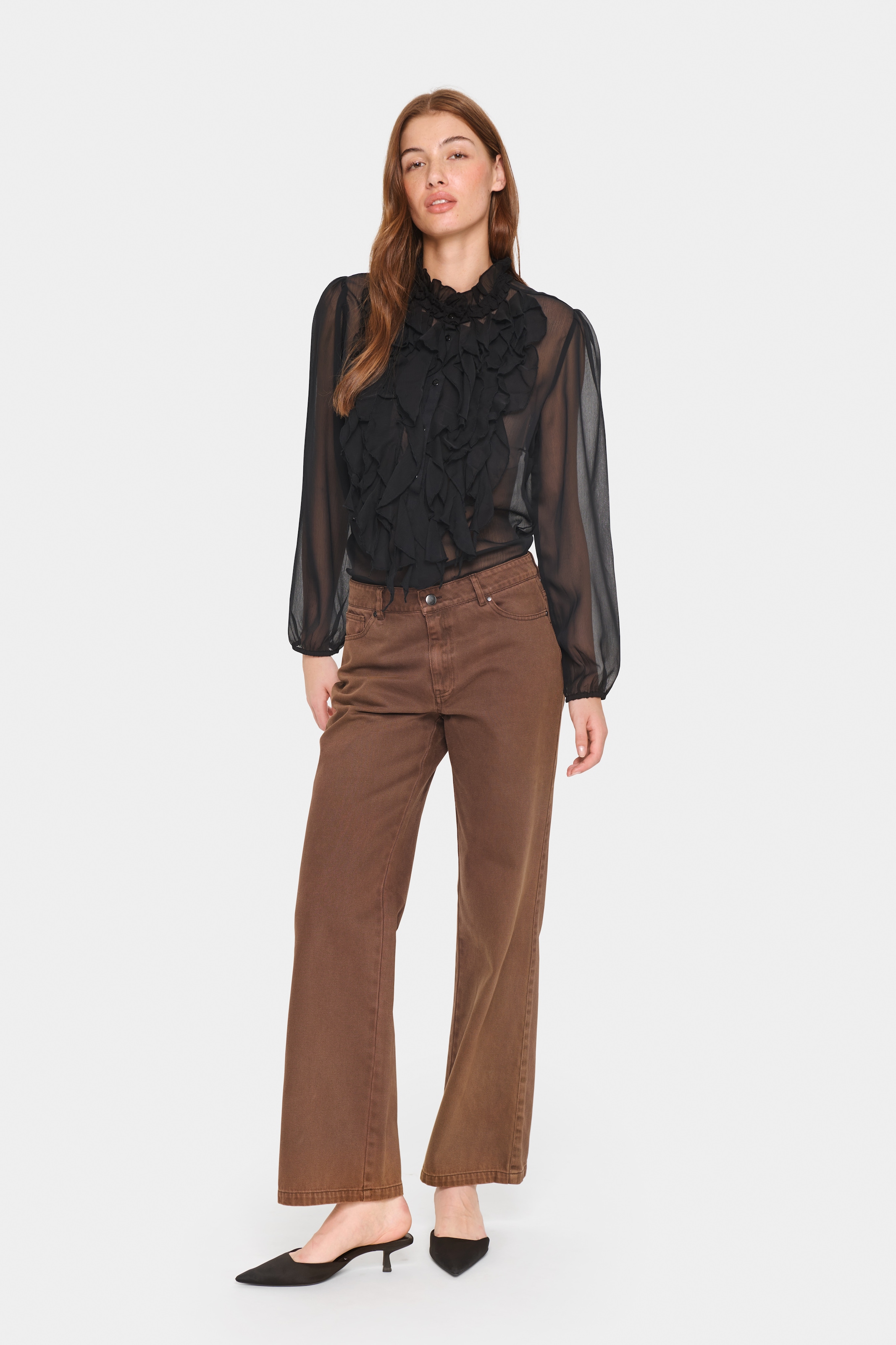 Saint Tropez Rüschenbluse »LiljaSZ Crinkle LS Shirt«, Regular fit, Chiffon, Rüschen